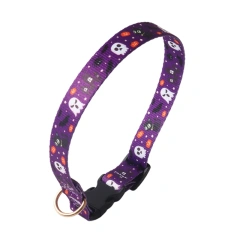 Amigo Custom Printing Design Pet Collar Christmas Halloween series Adjustable Puppy Dog Collar With plastic buckle
