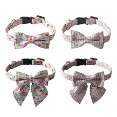 Wholesale Pet Dog Collar 2024 New Medium Small Luxury Rainbow Birthday Buckle Adjustable Bow Tie Pet Dog Collar