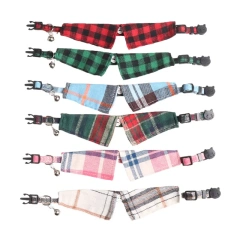 Hot Sale Custom Luxury Pet Accessories Vintage Polyester Cotton Pet Collars Classical British Style Cat Collars with Bell