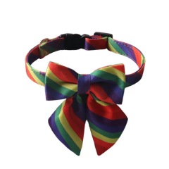 Pet Dog Collar New Medium Small Luxury Rainbow Birthday Buckle Adjustable Bow Tie Pet Dog Collar
