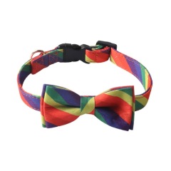 Pet Dog Collar New Medium Small Luxury Rainbow Birthday Buckle Adjustable Bow Tie Pet Dog Collar