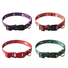 Amigo Custom Printing Design Pet Collar Christmas Halloween series Adjustable Puppy Dog Collar With plastic buckle