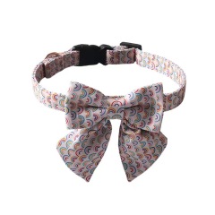 Pet Dog Collar New Medium Small Luxury Rainbow Birthday Buckle Adjustable Bow Tie Pet Dog Collar
