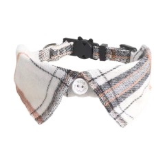 Hot Sale Custom Luxury Pet Accessories Vintage Polyester Cotton Pet Collars Classical British Style Cat Collars with Bell