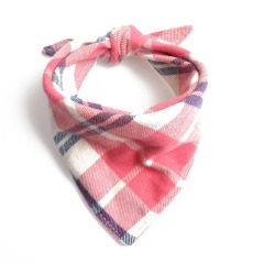 Pet collar plaid triangle towel double layer thickened cotton style