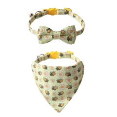 New Pet products Custom Printing animal series cat collar bowknot bandana with bell kitten collar
