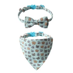 New Pet products Custom Printing animal series cat collar bowknot bandana with bell kitten collar
