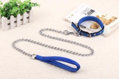 Pet metal dog chain collar leash for cats and dogs foam comfortable handle Outdoor dog leash sets can be customized