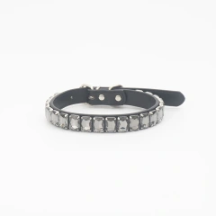 Luxury Dog Collar Rhinestone Pet Necklace PU Leather Adjustable Cat Dog Collar Small Medium Large Dog Pet Accessories Supplies