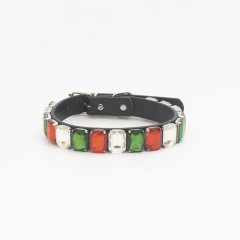 Luxury Dog Collar Rhinestone Pet Necklace PU Leather Adjustable Cat Dog Collar Small Medium Large Dog Pet Accessories Supplies