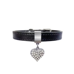 1pc cute Rhinestone Heart Leather Pet Collar for Dogs and Cats Stylish and Durable
