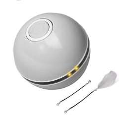 Automatic Cat Interactive Ball Smart Cat Catnip Toys with Feather Bell USB Rechargeable Self Rotating Led Pet Toy for Kitten