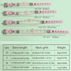 Pet Beads Collar With PU Leather Pink Dog Leash Built in Wire Rope Durable Dog Collar Leash Set for Cats Small Dogs Pet Accessor