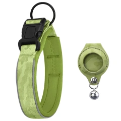 Reflective Dog Collar with Removable Airtag Protective Case WaterProof Pitbull French Bulldog Necklace Anti-Lost Dog Accessories
