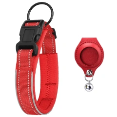 Reflective Dog Collar with Removable Airtag Protective Case WaterProof Pitbull French Bulldog Necklace Anti-Lost Dog Accessories