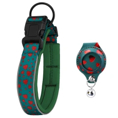 Reflective Dog Collar with Removable Airtag Protective Case WaterProof Pitbull French Bulldog Necklace Anti-Lost Dog Accessories