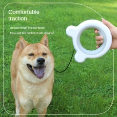 LED retractable dog leash, reflective flashlight, one-button brake, suitable for small and medium-sized dog walking leash