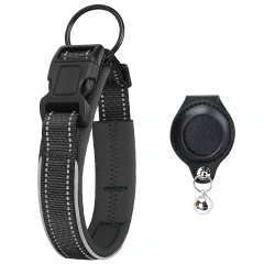 Reflective Dog Collar with Removable Airtag Protective Case WaterProof Pitbull French Bulldog Necklace Anti-Lost Dog Accessories