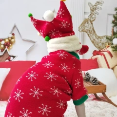 Handmade Christmas Sphynx Cat hat Warm Snow Suit for Hairless Cat Winter Coat Fleece Jacket for Devon Rex Pet Supplier