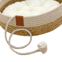Cat Bed, Cat Scratch Pad Nest, Comfortable Woven with Removable Cushion Cat