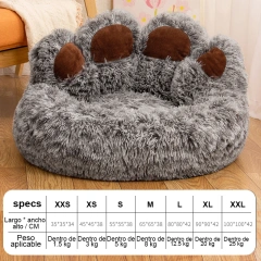 Kimpets Dog Sofa Beds Nest For Cat Nest Creative Cute Bear Paw Long Hair Warm All Seasonal Universal Dog Nest Mat Accessories