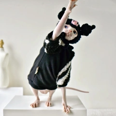 DUOMASUMI Damon Kitty Outfits Sphynx Cat Clothes Velvet Sweater Winter Warmth Hairless Cat Clothes Devon Cornish Cat Clothing