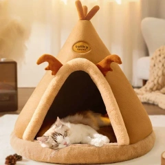 Winter Warm Pet House Dog Soft Nest Kennel Cozy Sleeping Cave Cat Dog Puppy Christmas Tents Bed Nest For Small Medium Dogs Cats