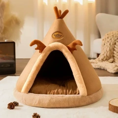 Winter Warm Pet House Dog Soft Nest Kennel Cozy Sleeping Cave Cat Dog Puppy Christmas Tents Bed Nest For Small Medium Dogs Cats