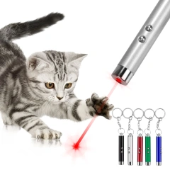 4mW Mini Light Training Torch Flashlight Teasing Cat Keychain LED Laser pointer Portable Pet Cat Tickle Toy Pointer No battery