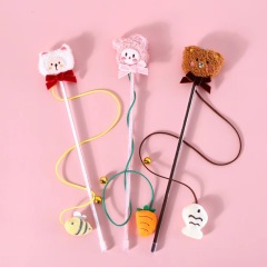 Cat Cartoon Plush Bell Funny Cat Stick Carpenterworm Sun Flower Bean Sprout Pet Interactive Vocal Toy Cat Accessories Pet Toys