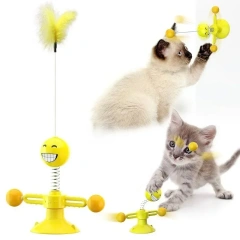 Cat Game Toy with Whirligig Turntable for Kitten Brush Teeth Windmill Cat Toy with Balls Interactive Pet Toys for Cats Puzzle