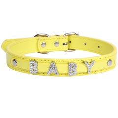 Fashion PU Leather Customized Letters Daddy Slave Collar Sexy Rhinestone Bdsm Name Chocker Necklace Cosplay Jewelry