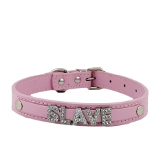 Fashion PU Leather Customized Letters Daddy Slave Collar Sexy Rhinestone Bdsm Name Chocker Necklace Cosplay Jewelry