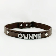 Fashion PU Leather Customized Letters Daddy Slave Collar Sexy Rhinestone Bdsm Name Chocker Necklace Cosplay Jewelry