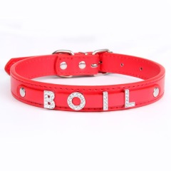 Fashion PU Leather Customized Letters Daddy Slave Collar Sexy Rhinestone Bdsm Name Chocker Necklace Cosplay Jewelry
