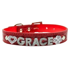 Luxurious Personalized DIY Pet Necklace Pu Crocodile Collar Cat Dog Collar Small And Medium Dog Collar Leather Rhinestone Bling