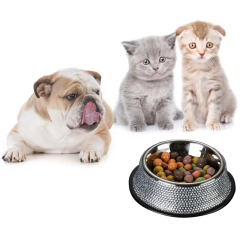 Dog Bowls with Rhinestones Stainless Steel Dog Food and Water Bowls Non-Skid Rubber Base Sparkling Feeding Supplies