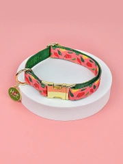 1 Pcs Summer Cute Pet Collar With Pendant Double-Sided Printed Pet Dog And Cat Holiday Gift Pet Adjustable Collar