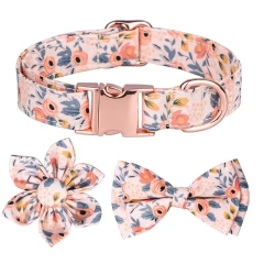 Dog Necklace Adjustable Reusable Cat Collar Floral Print Lovely Pet Neck Circle