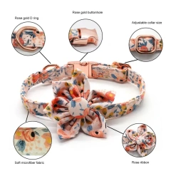 Dog Necklace Adjustable Reusable Cat Collar Floral Print Lovely Pet Neck Circle