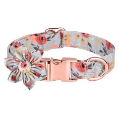 Dog Necklace Adjustable Reusable Cat Collar Floral Print Lovely Pet Neck Circle