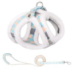 Winter Warm Fur Pet Dog Harness Leash Set Adjustable Reflective Chihuahua Puppy Cat Harness Vest For Small Dogs Yorkie