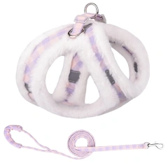 Winter Warm Fur Pet Dog Harness Leash Set Adjustable Reflective Chihuahua Puppy Cat Harness Vest For Small Dogs Yorkie