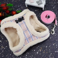 Winter Pet Dog Harness Soft Puppy Cat Harness Leash Set Warm Dogs Clothes Adjustable Vest for Small Dogs Outdoor Supplies