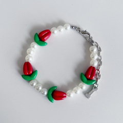 Pet supplies accessories pendants collars collars small dogs and cats tulip beaded necklace dog collars collar jewelry
