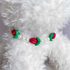Pet supplies accessories pendants collars collars small dogs and cats tulip beaded necklace dog collars collar jewelry