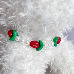 Pet supplies accessories pendants collars collars small dogs and cats tulip beaded necklace dog collars collar jewelry