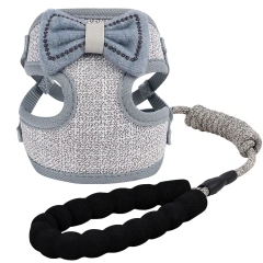 New Bowknot Cat Harness Leash Set Breathable Nylon Mesh Pet Cat Vest Harnesses For Cats Kitten Walking Chest Strap Leash