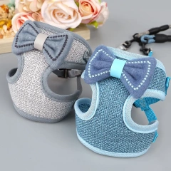 New Bowknot Cat Harness Leash Set Breathable Nylon Mesh Pet Cat Vest Harnesses For Cats Kitten Walking Chest Strap Leash