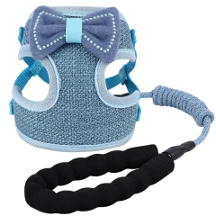 New Bowknot Cat Harness Leash Set Breathable Nylon Mesh Pet Cat Vest Harnesses For Cats Kitten Walking Chest Strap Leash